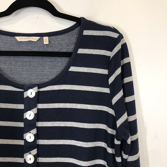Soft Surroundings Womens Size Medium Blue Stripe Scoop Neck Parker Tunic Sweater - Picture 4 of 9